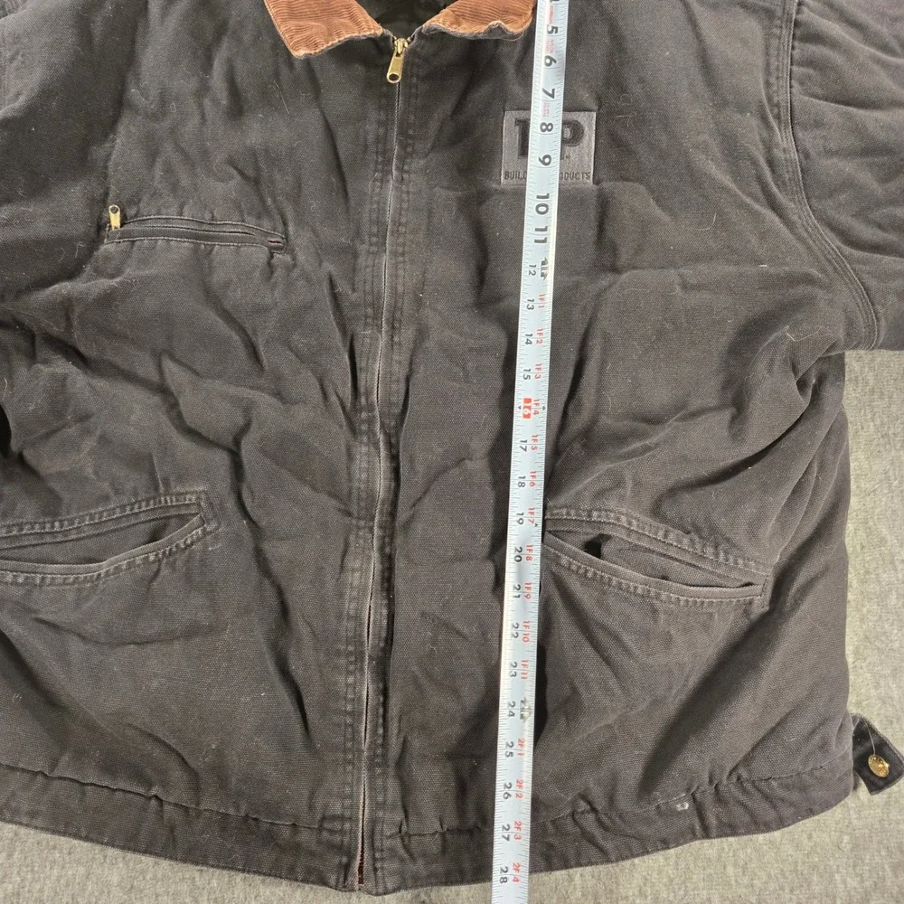 Vintage Tri-Mountain Canvas Detroit Jacket Mens 2XL Black Corduroy Quilt‎ Lined